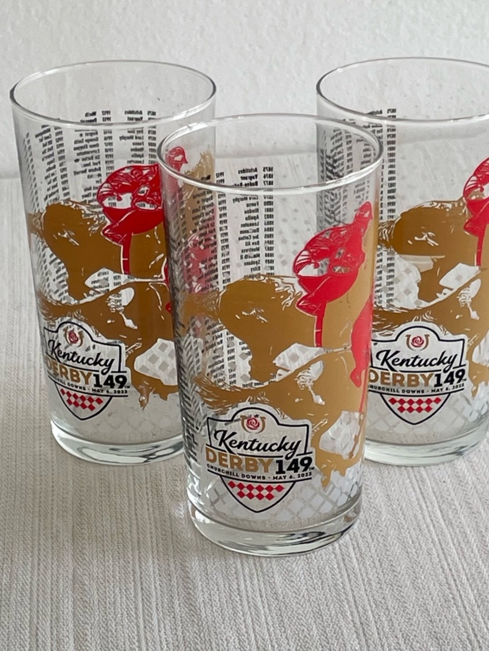 2023 KENTUCKY DERBY GLASSES  OFFICIAL  LOT OF 3 Never Used